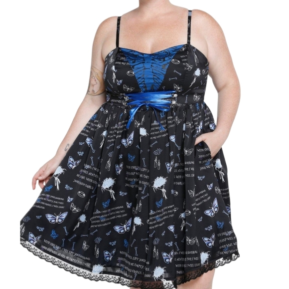 Hot Topic Dresses & Skirts - HOT TOPIC Corpse Bride goth punk rib cage lace up plus size dress blue black 24